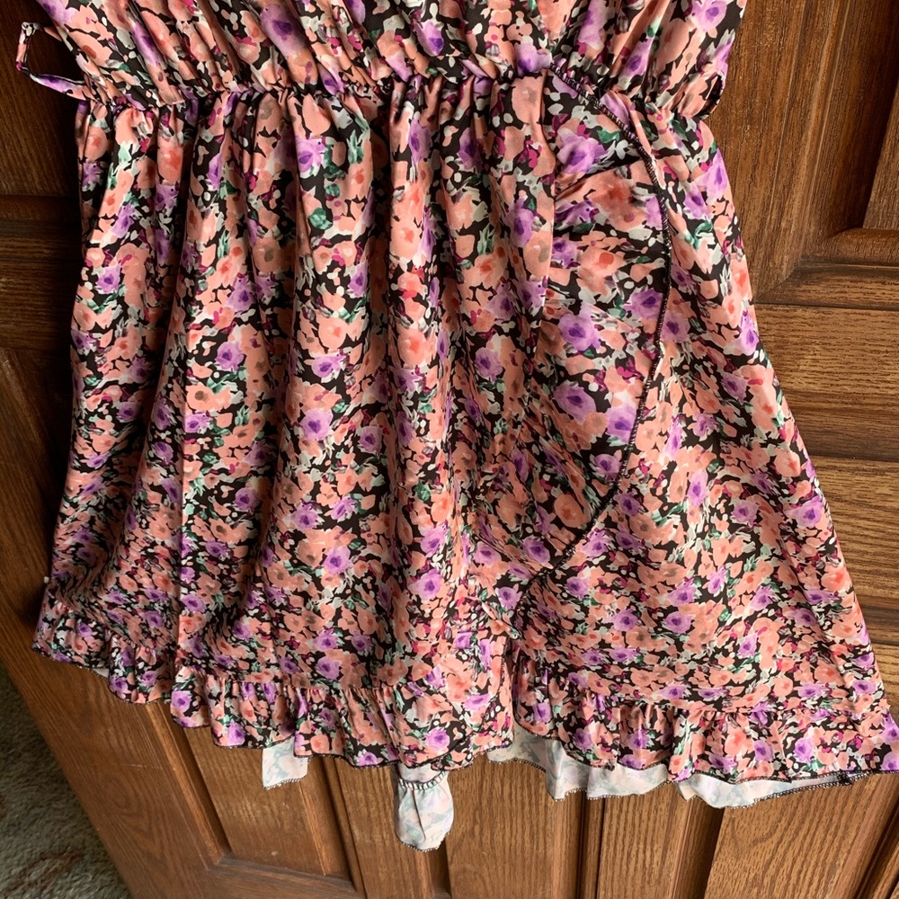 NWT Nasty Gal pink floral frilly faux wrap dress - Picture 7 of 16